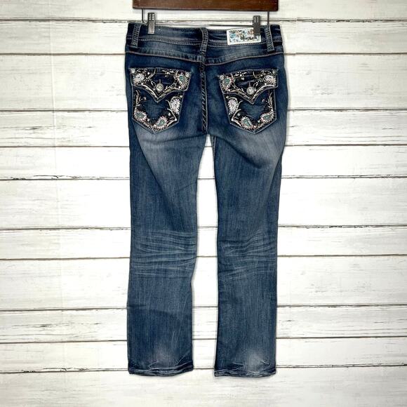 Grace in LA Jeans Straight Cropped Embellished Size 27 - Picture 2 of 13